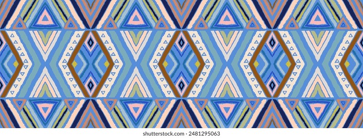Patrón geométrico moderno con diamantes, rayas, líneas diagonales. Impresión de Ikat. Ilustración abstracta del chevron del zigzag. Textura de Vector étnico tribal. Estilo azteca. Bordado de Folk. Alfombra escandinava, africana
