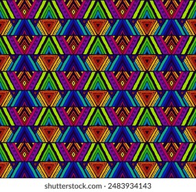Modern geometric pattern with diamonds, stripes, diagonal lines. Ikat print. Zigzag chevron abstract illustration. Tribal ethnic vector texture. Aztec style. Folk embroidery. Scandinavian, African rug