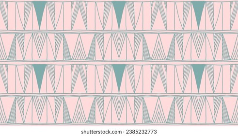 Modern geometric pattern. Diamonds, triangle, stripes, diagonal lines art. Retro futuristic background. Minimalistic figures. Ikat zigzag chevron op-art, bauhaus print. Scandinavian, African rug
