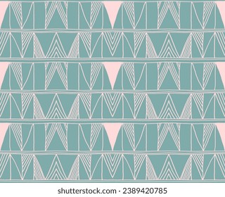 Modern geometric pattern. Diamonds, triangle, stripes, diagonal lines art. Retro futuristic background. Minimalistic figures. Ikat zigzag chevron op-art, bauhaus print. Scandinavian, African rug