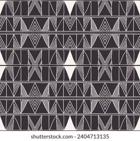 Modern geometric pattern. Diamonds, triangle, stripes, diagonal lines art. Retro futuristic background. Minimalistic figures. Ikat zigzag chevron op-art, bauhaus print. Scandinavian, African rug