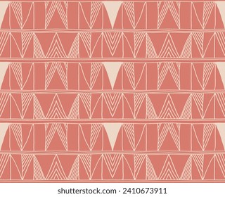 Modern geometric pattern. Diamonds, triangle, stripes, diagonal lines art. Retro futuristic background. Minimalistic figures. Ikat zigzag chevron op-art, bauhaus print. Scandinavian, African rug