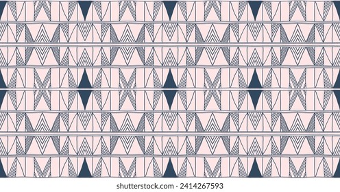 Modern geometric pattern. Diamonds, triangle, stripes, diagonal lines art. Retro futuristic background. Minimalistic figures. Ikat zigzag chevron op-art, bauhaus print. Scandinavian, African rug