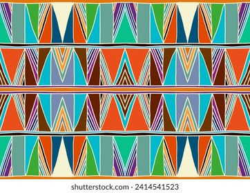 Modern geometric pattern with diamonds, triangle, stripes, diagonal and square lines art. Ikat print. Zigzag chevron abstract op-art illustration. Trendy bauhaus pattern. Scandinavian, African rug.