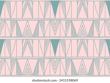 Modern geometric pattern. Diamonds, triangle, stripes, diagonal lines art. Retro futuristic background. Minimalistic figures. Ikat zigzag chevron op-art, bauhaus print. Scandinavian, African rug