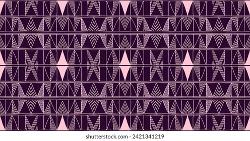 Modern geometric pattern. Diamonds, triangle, stripes, diagonal lines art. Retro futuristic background. Minimalistic figures. Ikat zigzag chevron op-art, bauhaus print. Scandinavian, African rug