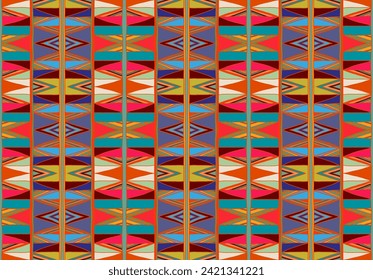 Modernes geometrisches Muster mit Diamanten, Dreieck, Streifen, Diagonal- und Vierecklinien-Kunst. Ikat-Druck. Zigzag chevron abstrakte op-art Illustration. Trendy Bauhaus Muster. skandinavischer, afrikanischer Teppich.