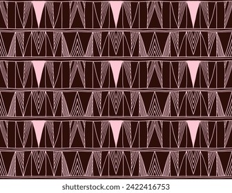 Modernes geometrisches Muster. Diamanten, Dreieck, Streifen, diagonale Linien Kunst. Retro futuristischer Hintergrund. Minimalistische Zahlen. Ikat zigzag chevron op-art, Bauhaus print. skandinavischer, afrikanischer Teppich