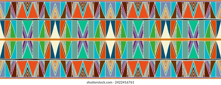 Modern geometric pattern with diamonds, triangle, stripes, diagonal and square lines art. Ikat print. Zigzag chevron abstract op-art illustration. Trendy bauhaus pattern. Scandinavian, African rug.