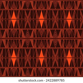 Modern geometric pattern. Diamonds, triangle, stripes, diagonal lines art. Retro futuristic background. Minimalistic figures. Ikat zigzag chevron op-art, bauhaus print. Scandinavian, African rug