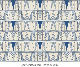 Modern geometric pattern. Diamonds, triangle, stripes, diagonal lines art. Retro futuristic background. Minimalistic figures. Ikat zigzag chevron op-art, bauhaus print. Scandinavian, African rug