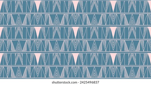 Modern geometric pattern. Diamonds, triangle, stripes, diagonal lines art. Retro futuristic background. Minimalistic figures. Ikat zigzag chevron op-art, bauhaus print. Scandinavian, African rug