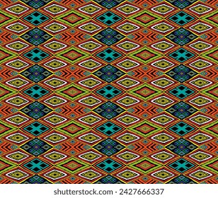 Modern geometric pattern with diamonds, triangle, stripes, diagonal and square lines art. Ikat print. Zigzag chevron abstract op-art illustration. Trendy bauhaus pattern. Scandinavian, African rug.