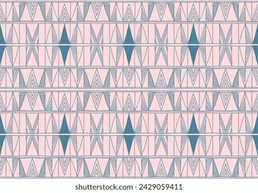 Modern geometric pattern. Diamonds, triangle, stripes, diagonal lines art. Retro futuristic background. Minimalistic figures. Ikat zigzag chevron op-art, bauhaus print. Scandinavian, African rug