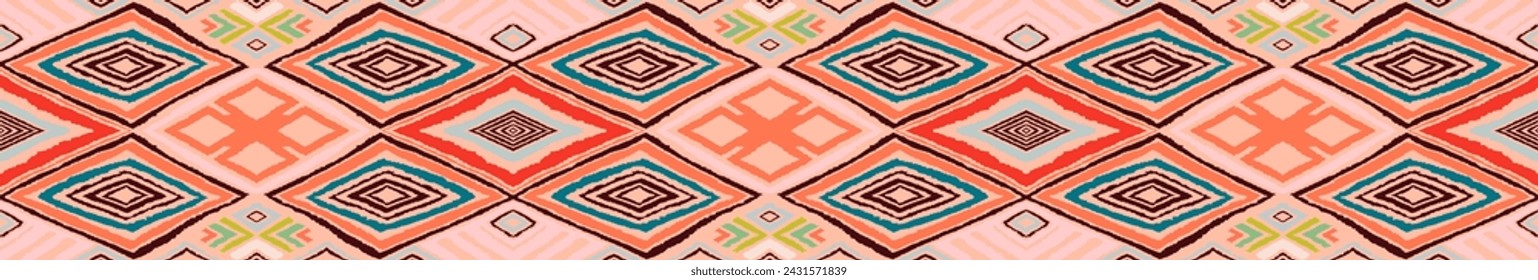 Modernes geometrisches Muster mit Diamanten, Dreieck, Streifen, diagonalen und quadratischen Linien. Zickzack Chevron abstrakte Top-Art-Illustration. Trendiges Bauhaus-Muster. Skandinavischer, afrikanischer Teppich.