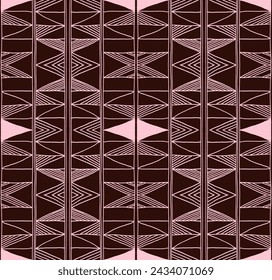 Modern geometric pattern. Diamonds, triangle, stripes, diagonal lines art. Retro futuristic background. Minimalistic figures. Ikat zigzag chevron op-art, bauhaus print. Scandinavian, African rug