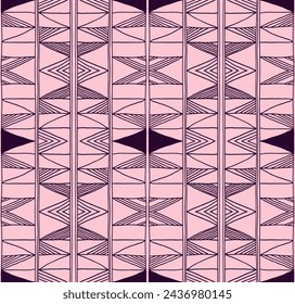 Modern geometric pattern. Diamonds, triangle, stripes, diagonal lines art. Retro futuristic background. Minimalistic figures. Ikat zigzag chevron op-art, bauhaus print. Scandinavian, African rug