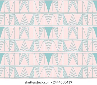 Modern geometric pattern. Diamonds, triangle, stripes, diagonal lines art. Retro futuristic background. Minimalistic figures. Ikat zigzag chevron op-art, bauhaus print. Scandinavian, African rug