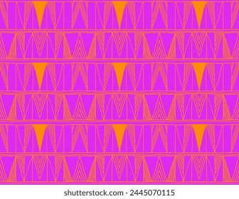 Modern geometric pattern. Diamonds, triangle, stripes, diagonal lines art. Retro futuristic background. Minimalistic figures. Ikat zigzag chevron op-art, bauhaus print. Scandinavian, African rug