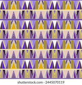 Modern geometric pattern with diamonds, triangle, stripes, diagonal and square lines art. Ikat print. Zigzag chevron abstract op-art illustration. Trendy bauhaus pattern. Scandinavian, African rug.