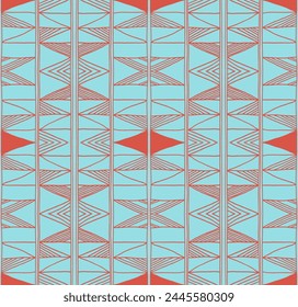 Modern geometric pattern. Diamonds, triangle, stripes, diagonal lines art. Retro futuristic background. Minimalistic figures. Ikat zigzag chevron op-art, bauhaus print. Scandinavian, African rug