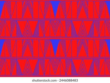 Modern geometric pattern. Diamonds, triangle, stripes, diagonal lines art. Retro futuristic background. Minimalistic figures. Ikat zigzag chevron op-art, bauhaus print. Scandinavian, African rug