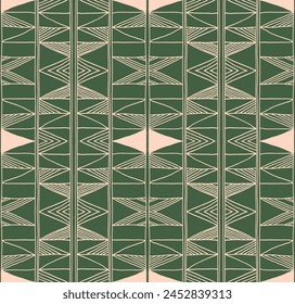 Modern geometric pattern. Diamonds, triangle, stripes, diagonal lines art. Retro futuristic background. Minimalistic figures. Ikat zigzag chevron op-art, bauhaus print. Scandinavian, African rug