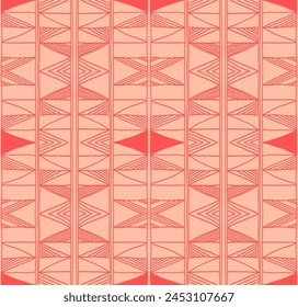 Modern geometric pattern. Diamonds, triangle, stripes, diagonal lines art. Retro futuristic background. Minimalistic figures. Ikat zigzag chevron op-art, bauhaus print. Scandinavian, African rug