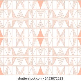 Modern geometric pattern. Diamonds, triangle, stripes, diagonal lines art. Retro futuristic background. Minimalistic figures. Ikat zigzag chevron op-art, bauhaus print. Scandinavian, African rug