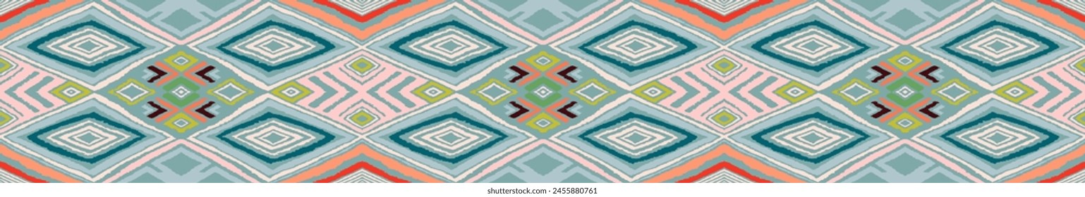 Modern geometric pattern with diamonds, triangle, stripes, diagonal and square lines art. Ikat print. Zigzag chevron abstract op-art illustration. Trendy bauhaus pattern. Scandinavian, African rug.