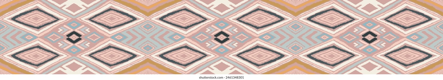 Modern geometric pattern with diamonds, triangle, stripes, diagonal and square lines art. Ikat print. Zigzag chevron abstract op-art illustration. Trendy bauhaus pattern. Scandinavian, African rug.