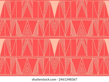 Modern geometric pattern. Diamonds, triangle, stripes, diagonal lines art. Retro futuristic background. Minimalistic figures. Ikat zigzag chevron op-art, bauhaus print. Scandinavian, African rug