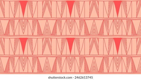 Modern geometric pattern. Diamonds, triangle, stripes, diagonal lines art. Retro futuristic background. Minimalistic figures. Ikat zigzag chevron op-art, bauhaus print. Scandinavian, African rug