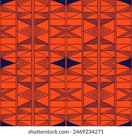 Modern geometric pattern. Diamonds, triangle, stripes, diagonal lines art. Retro futuristic background. Minimalistic figures. Ikat zigzag chevron op-art, bauhaus print. Scandinavian, African rug