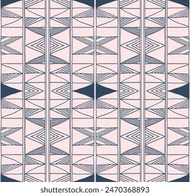 Modern geometric pattern. Diamonds, triangle, stripes, diagonal lines art. Retro futuristic background. Minimalistic figures. Ikat zigzag chevron op-art, bauhaus print. Scandinavian, African rug