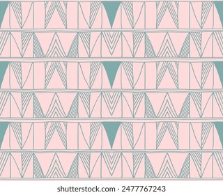 Modern geometric pattern. Diamonds, triangle, stripes, diagonal lines art. Retro futuristic background. Minimalistic figures. Ikat zigzag chevron op-art, bauhaus print. Scandinavian, African rug