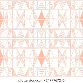 Patrón geométrico moderno. Diamantes, triángulo, rayas, líneas diagonales art. Fondo futurista retro. Cifras minimalistas. Ikat zigzag chevron op-art, impresión bauhaus. Alfombra escandinava, africana