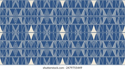 Modern geometric pattern. Diamonds, triangle, stripes, diagonal lines art. Retro futuristic background. Minimalistic figures. Ikat zigzag chevron op-art, bauhaus print. Scandinavian, African rug