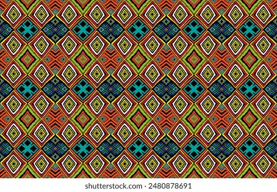 Modernes geometrisches Muster mit Diamanten, Dreieck, Streifen, diagonalen und quadratischen Linien. Zickzack Chevron abstrakte Top-Art-Illustration. Trendiges Bauhaus-Muster. Skandinavischer, afrikanischer Teppich.