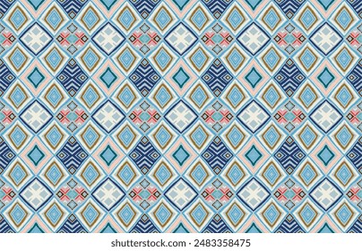 Patrón geométrico moderno con diamantes, triángulo, rayas, líneas diagonales y cuadradas de arte. Ilustración abstracta de arte en zigzag chevron. Patrón de bauhaus de moda. Alfombra escandinava africana.