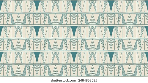 Modern geometric pattern. Diamonds, triangle, stripes, diagonal lines art. Retro futuristic background. Minimalistic figures. Ikat zigzag chevron op-art, bauhaus print. Scandinavian, African rug