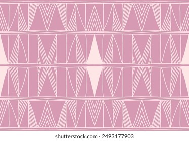 Modern geometric pattern. Diamonds, triangle, stripes, diagonal lines art. Retro futuristic background. Minimalistic figures. Ikat zigzag chevron op-art, bauhaus print. Scandinavian, African rug