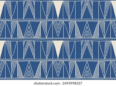 Modern geometric pattern. Diamonds, triangle, stripes, diagonal lines art. Retro futuristic background. Minimalistic figures. Ikat zigzag chevron op-art, bauhaus print. Scandinavian, African rug