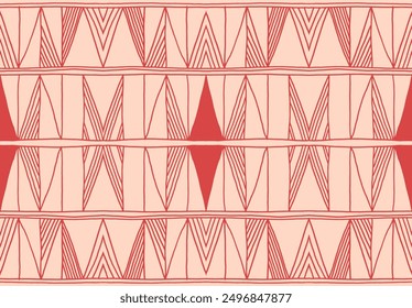 Modern geometric pattern. Diamonds, triangle, stripes, diagonal lines art. Retro futuristic background. Minimalistic figures. Ikat zigzag chevron op-art, bauhaus print. Scandinavian, African rug