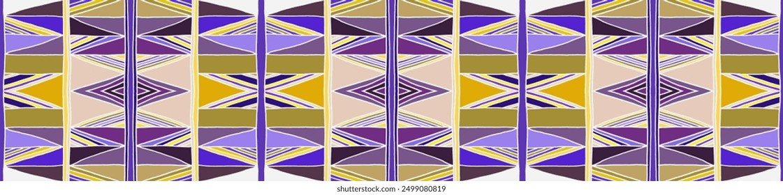 Modern geometric pattern with diamonds, triangle, stripes, diagonal and square lines art. Ikat print. Zigzag chevron abstract op-art illustration. Trendy bauhaus pattern. Scandinavian, African rug.