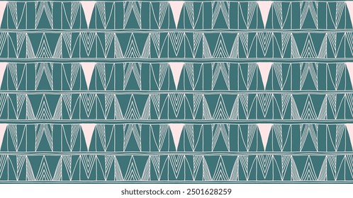 Modern geometric pattern. Diamonds, triangle, stripes, diagonal lines art. Retro futuristic background. Minimalistic figures. Ikat zigzag chevron op-art, bauhaus print. Scandinavian, African rug