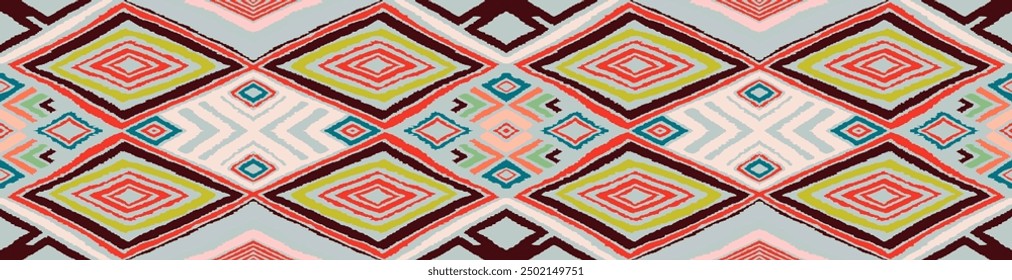 Modern geometric pattern with diamonds, triangle, stripes, diagonal and square lines art. Ikat print. Zigzag chevron abstract op-art illustration. Trendy bauhaus pattern. Scandinavian, African rug.