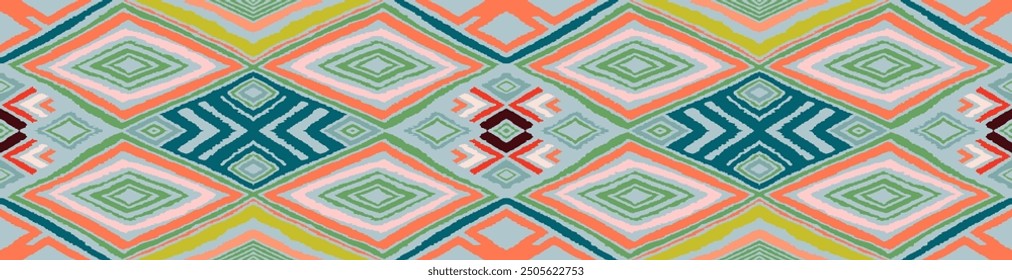 Modern geometric pattern with diamonds, triangle, stripes, diagonal and square lines art. Ikat print. Zigzag chevron abstract op-art illustration. Trendy bauhaus pattern. Scandinavian, African rug.