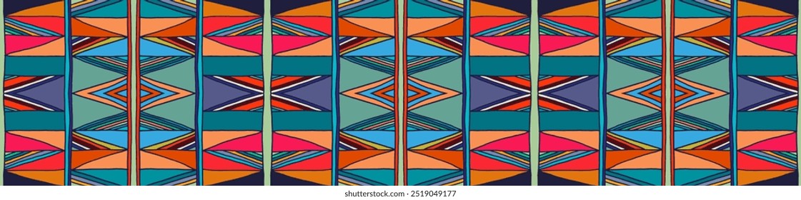 Patrón geométrico moderno con diamantes, triángulo, rayas, líneas diagonales y cuadradas de arte. Zigzag chevron abstracto op-art ilustración. Patrón de Bauhaus de moda. Alfombra escandinava y africana.