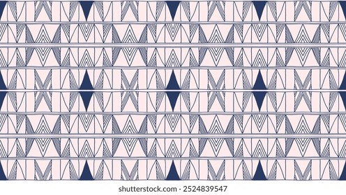 Modern geometric pattern. Diamonds, triangle, stripes, diagonal lines art. Retro futuristic background. Minimalistic figures. Ikat zigzag chevron op-art, bauhaus print. Scandinavian, African rug